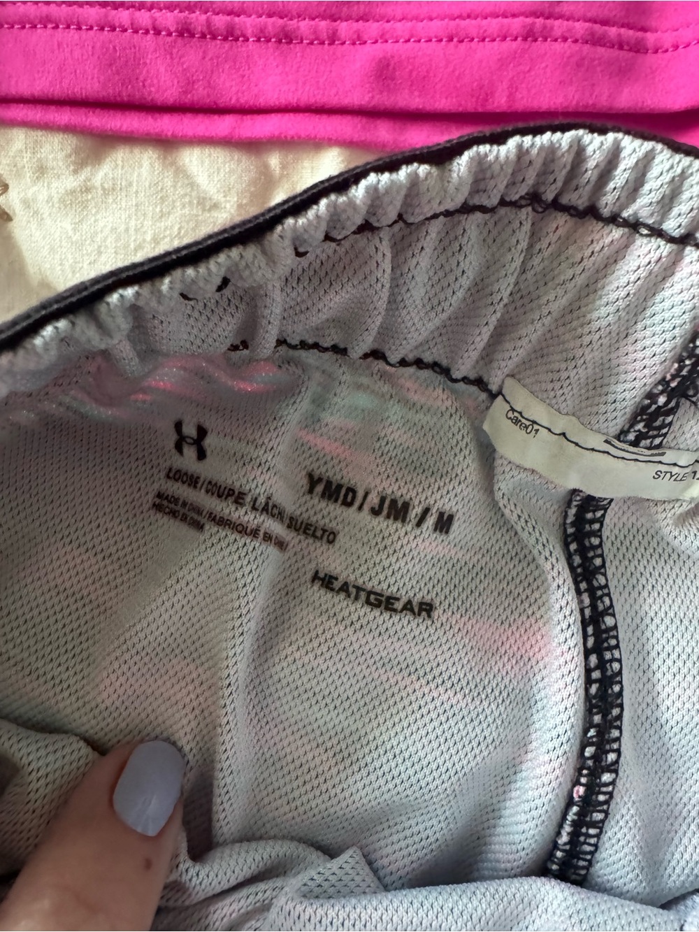 Under Armour Hot Pink Racerback Tank with Multicolor Striped Shorts - Picture 2 of 3